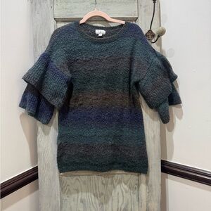 Ponsesa Ruffled Short Sleeve Wool Blend Sweater Medium size 8